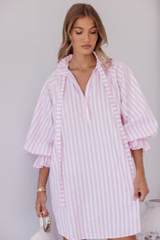 LYCIUM Dress Light Pink Thick Stripe