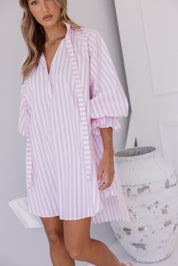 LYCIUM Dress Light Pink Thick Stripe