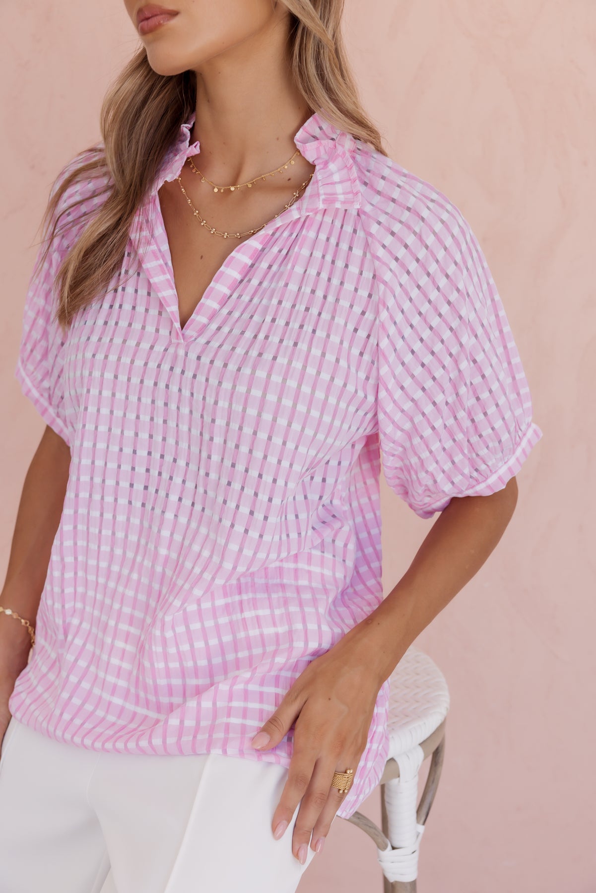 PRESTO Blouse Chequer Pink