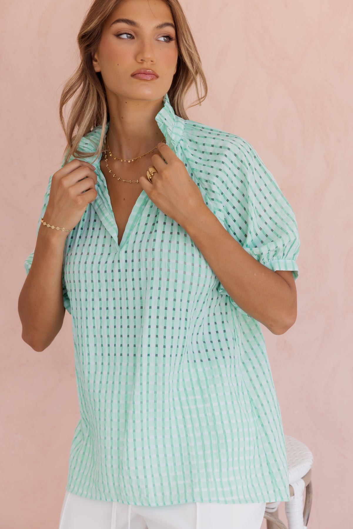 PRESTO Blouse Chequer Green