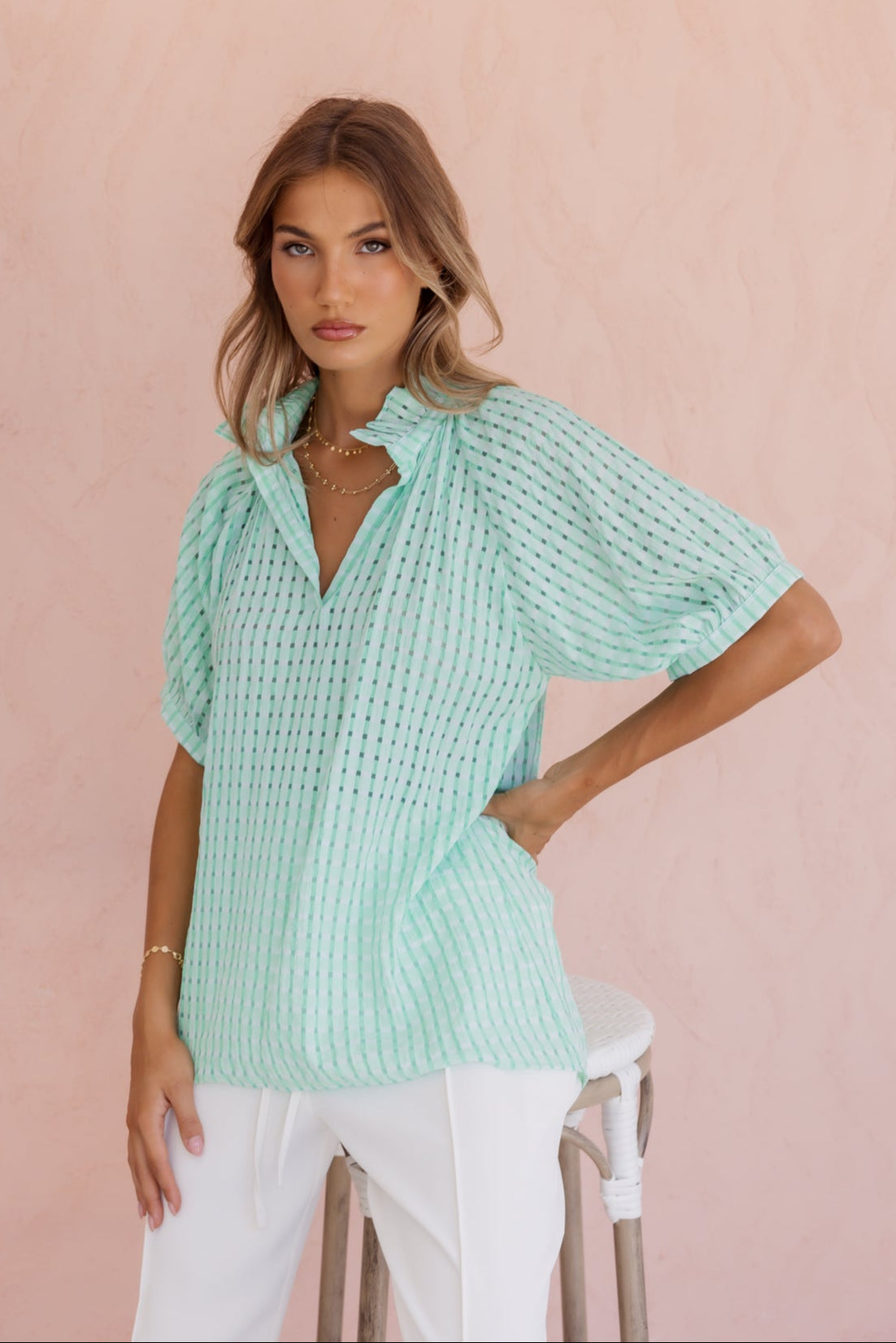 PRESTO Blouse Chequer Green