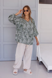 MEEKA Blouse Emerald Textured Print