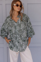 MEEKA Blouse Emerald Textured Print