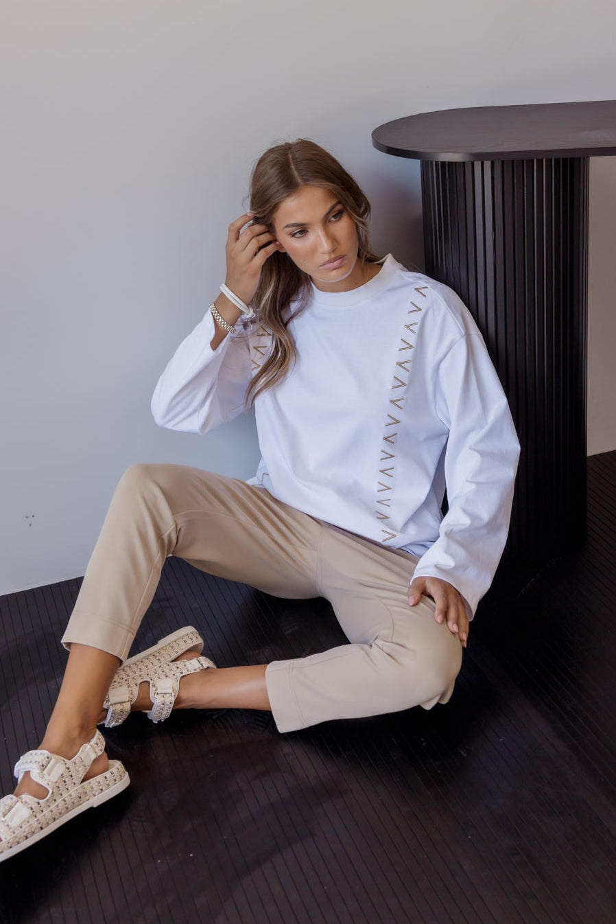 SANDERS Long Sleeve Top White