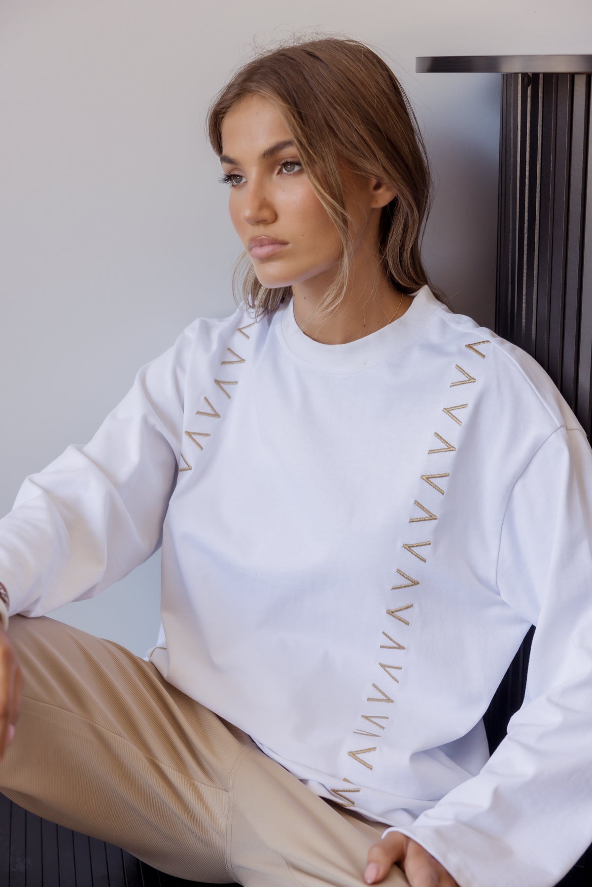 SANDERS Long Sleeve Top White