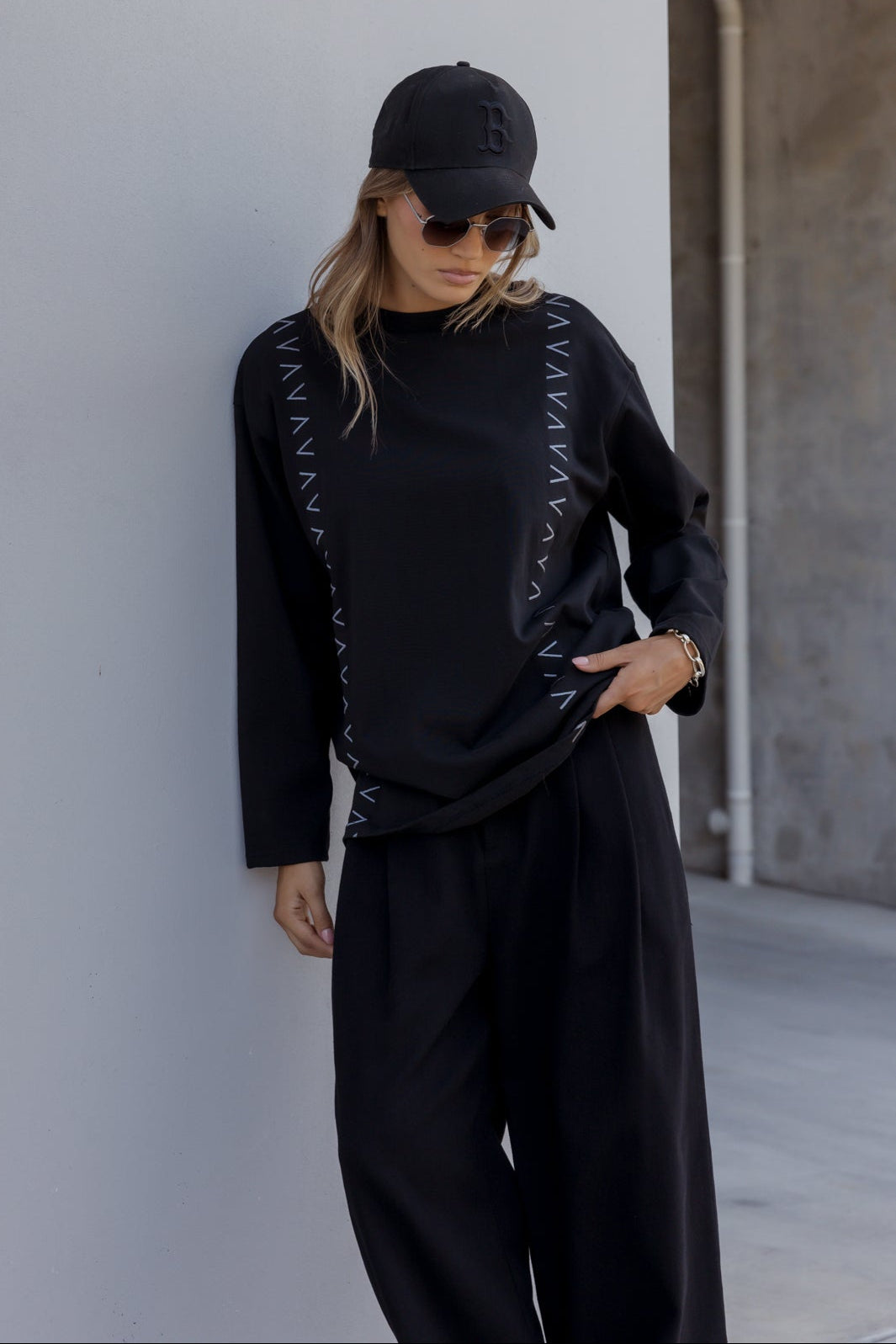 SANDERS Long Sleeve Top Black