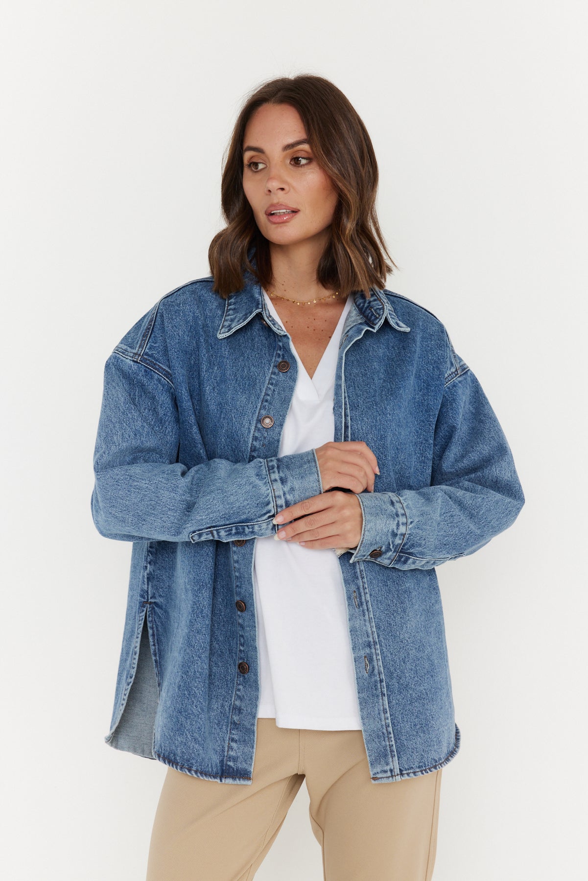 BASEN Shacket Blue Denim