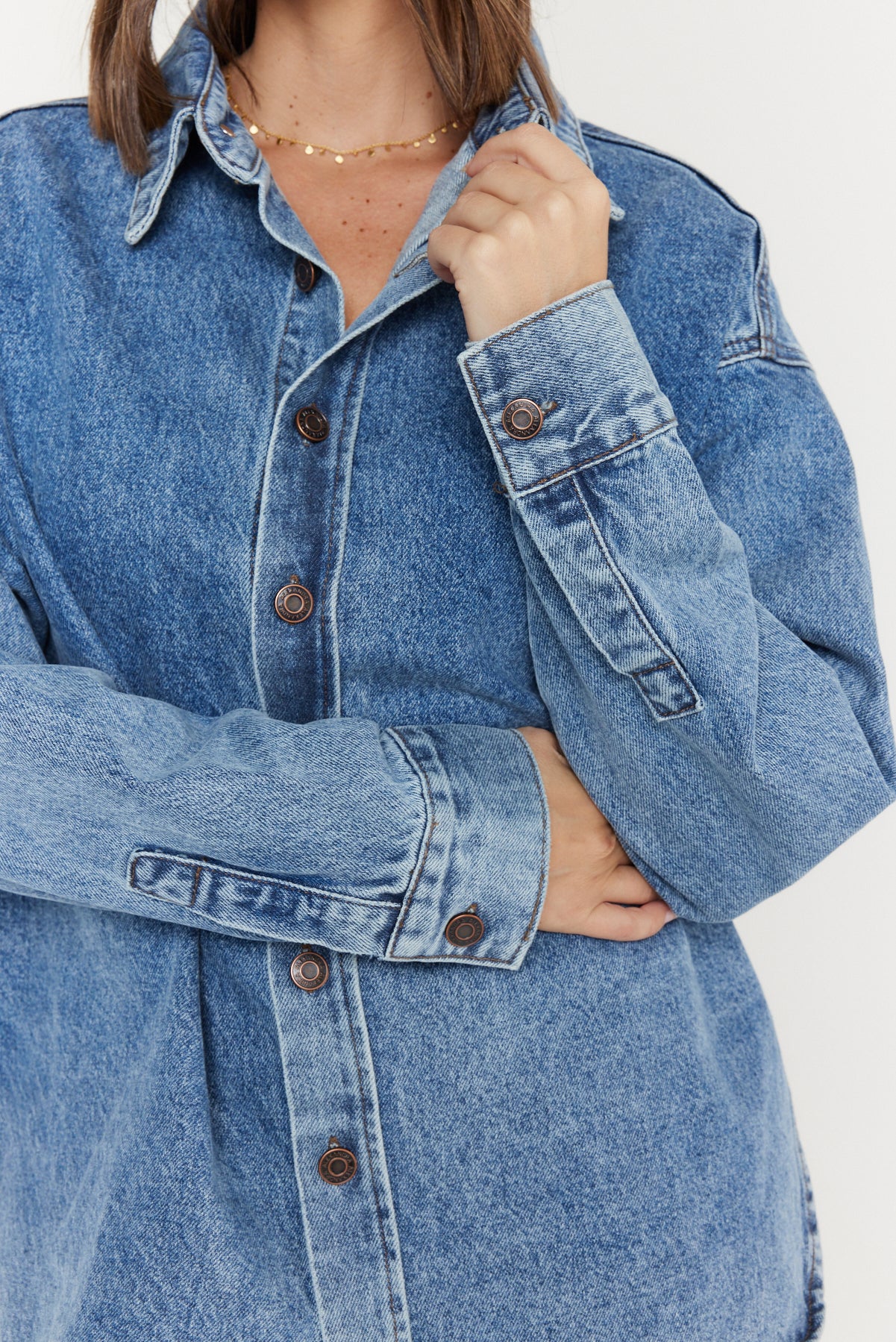 BASEN Shacket Blue Denim