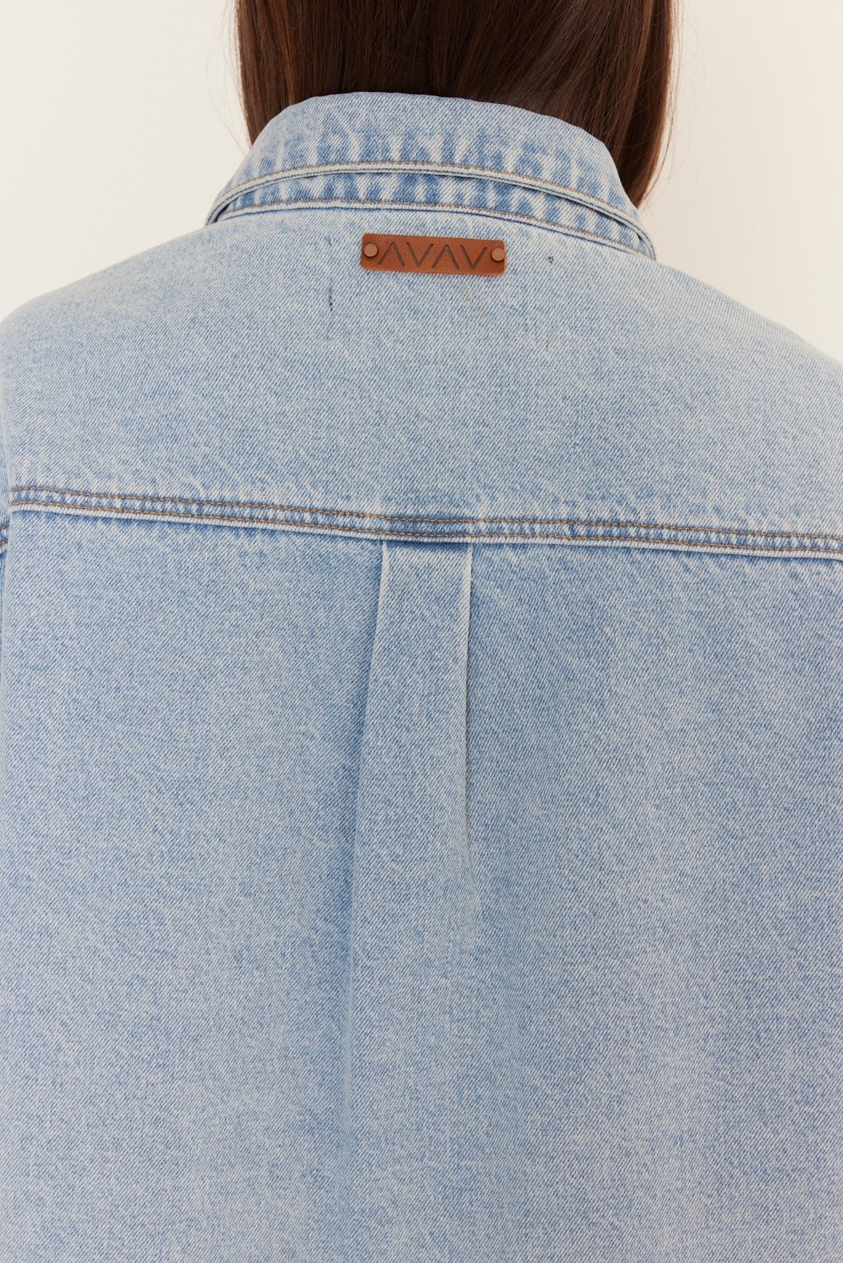 BASEN Shacket Light Blue Wash Denim