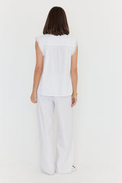 ROMAN Blouse White/Fluro Pink