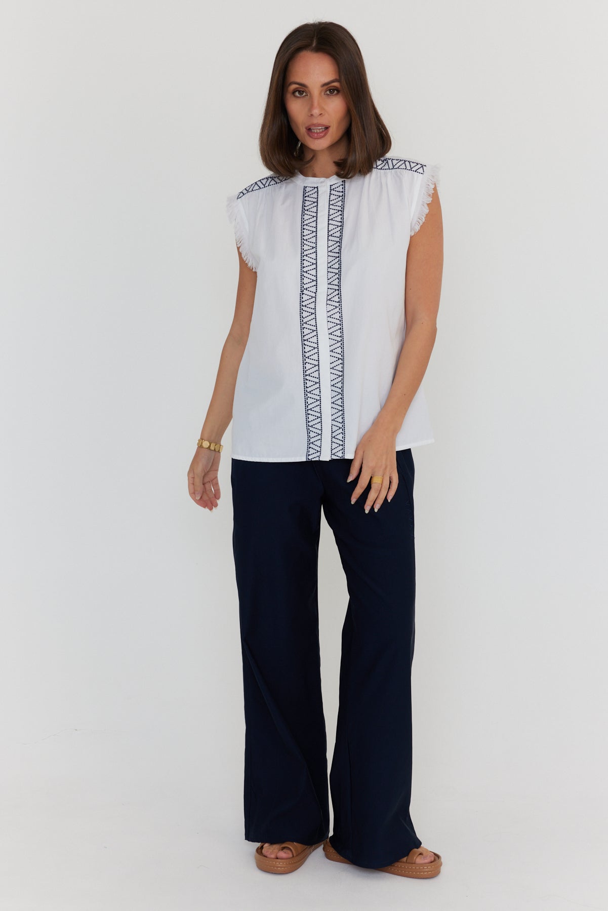 ROMAN Top White/Navy