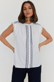ROMAN Top White/Navy