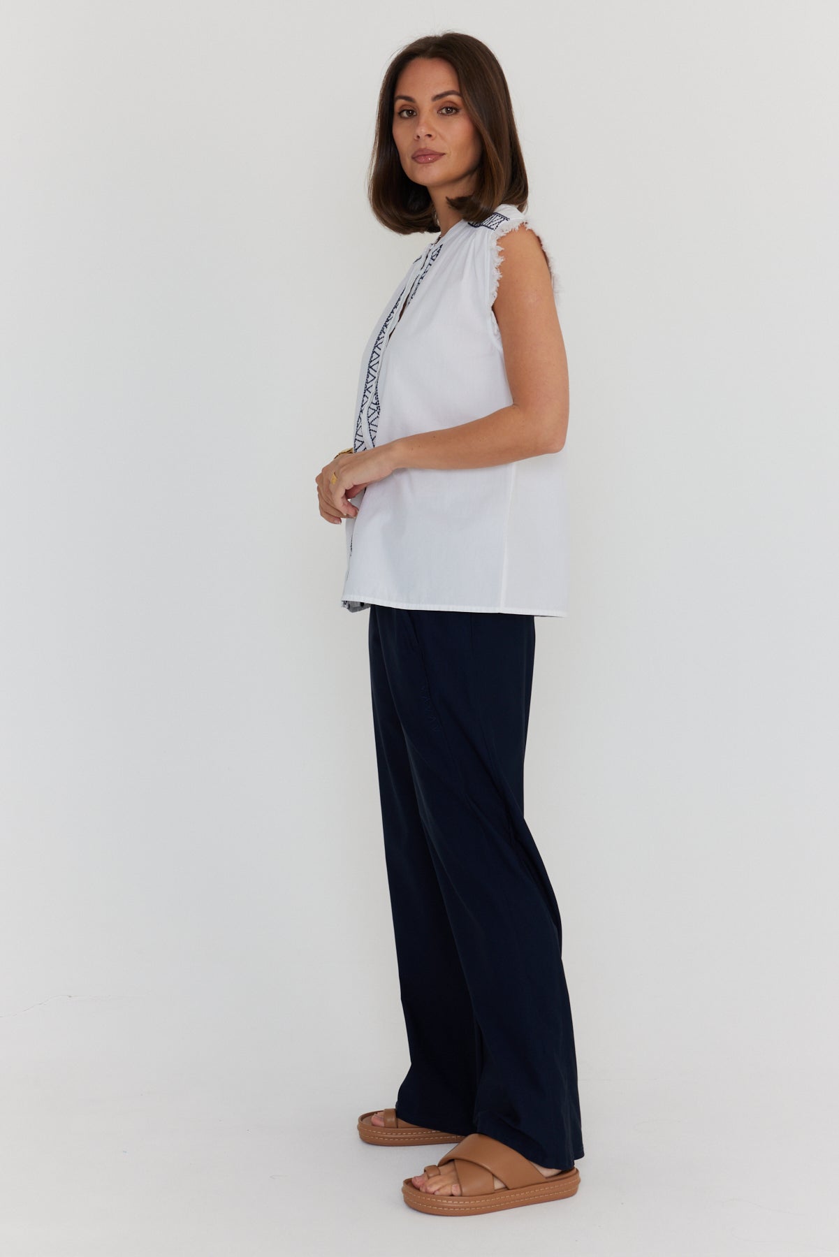 ROMAN Top White/Navy