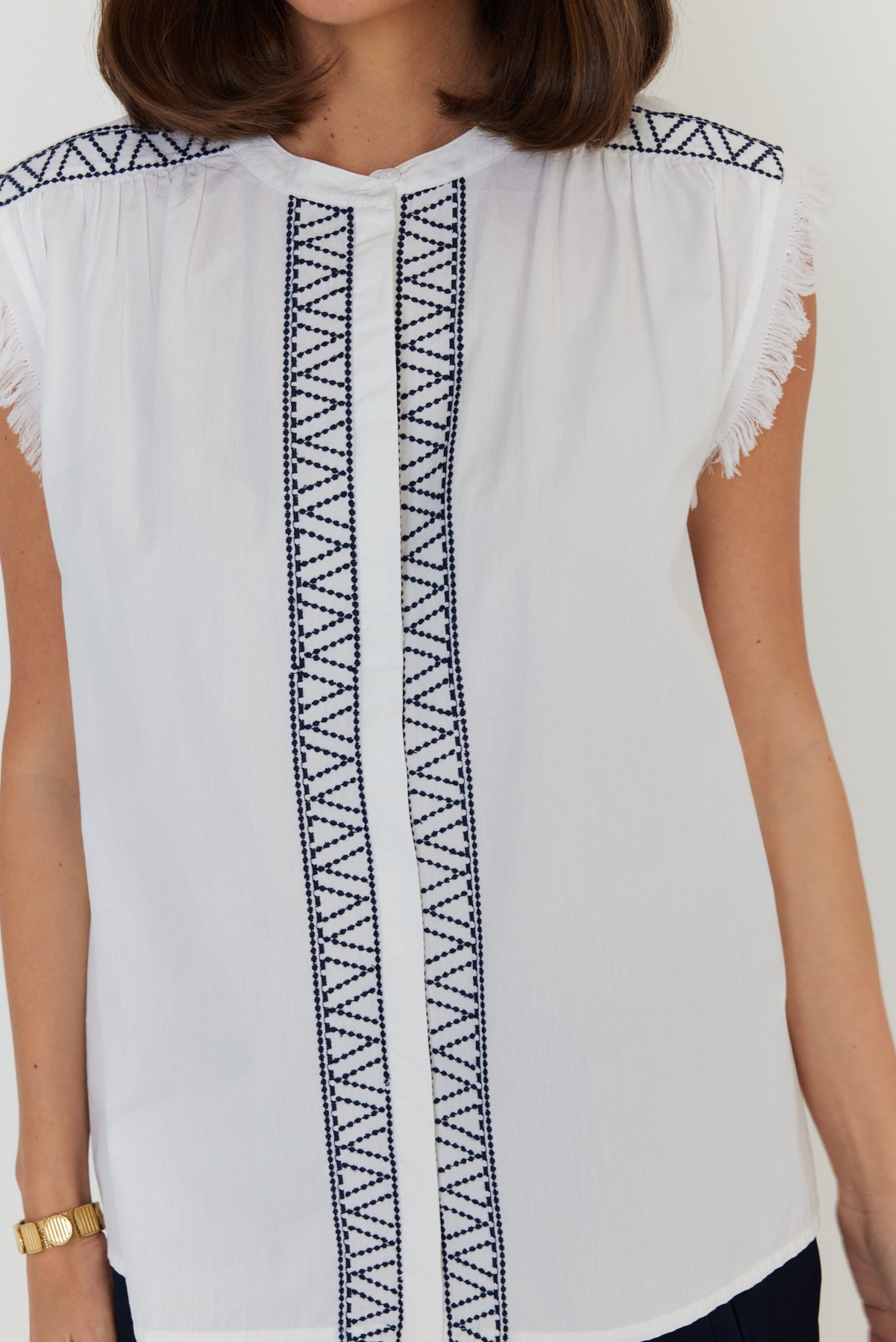 ROMAN Top White/Navy