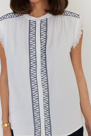 ROMAN Top White/Navy