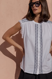 ROMAN Top White/Navy