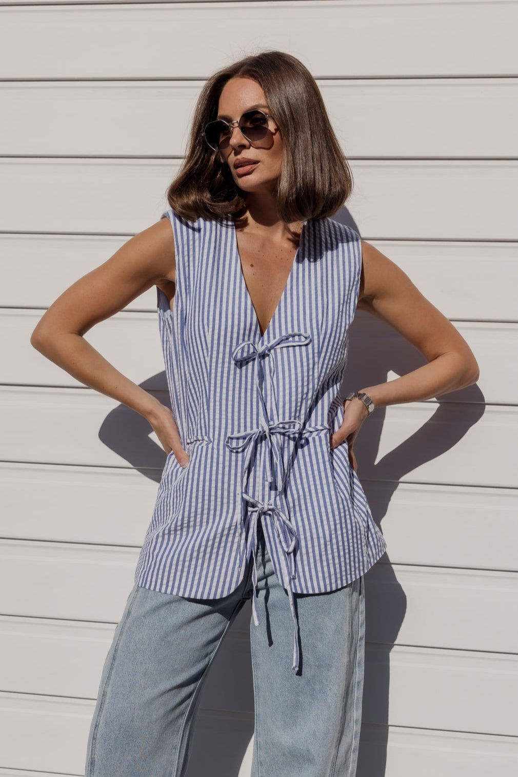 VULTAR Vest Blue Stripe