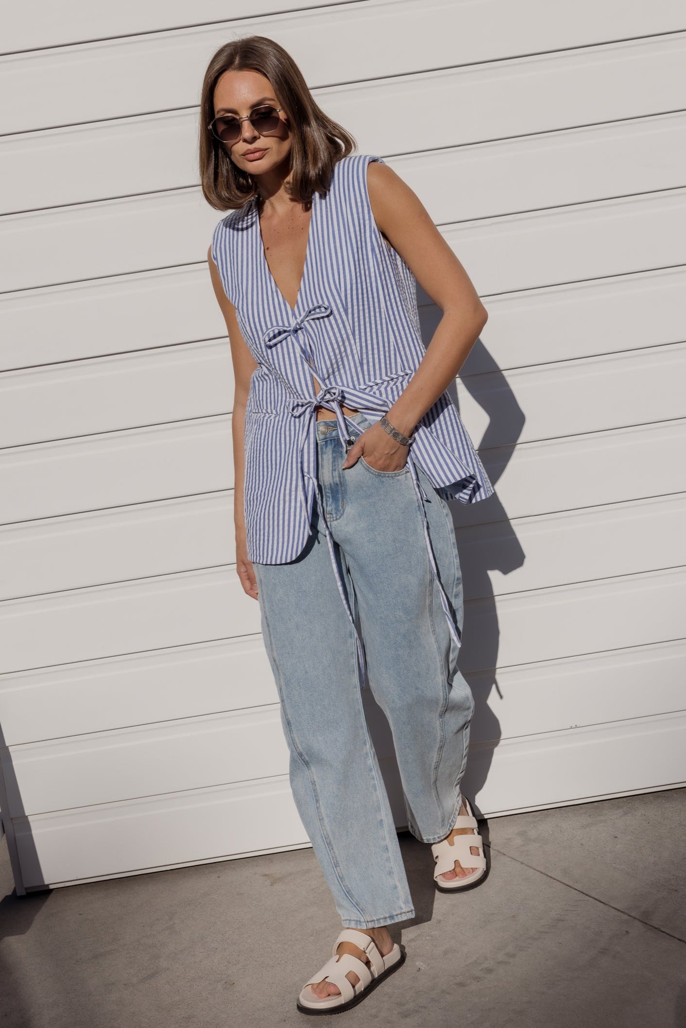 VULTAR Vest Blue Stripe