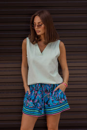 TRENE Shorts Navy Floral Print