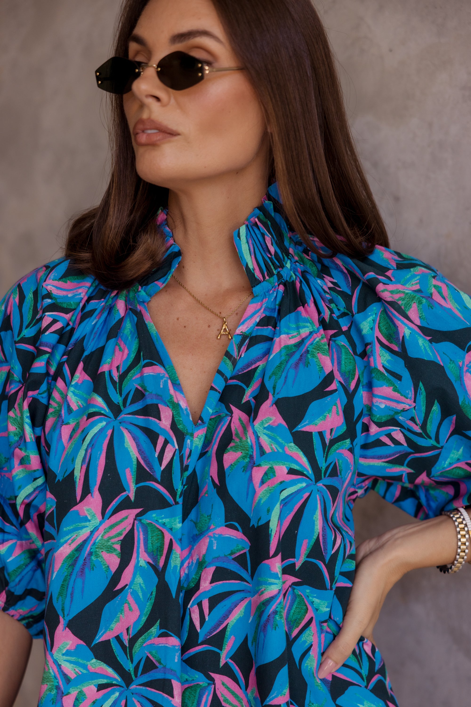 MALTA Dress Navy Floral Print