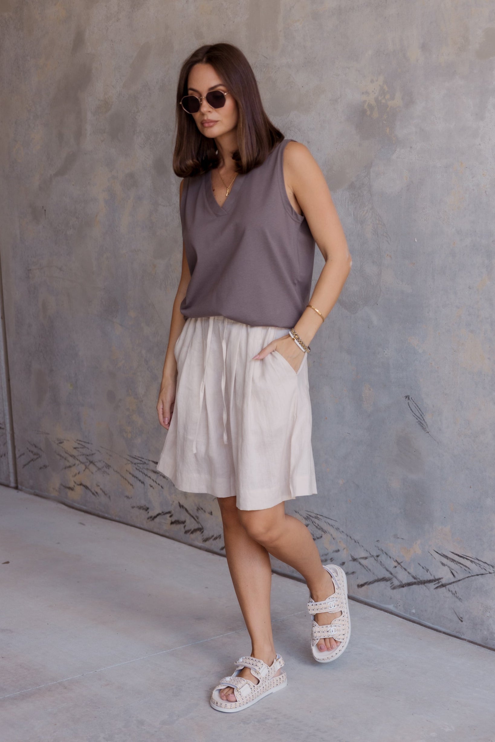 SIMBA V-Neck Taupe Brown