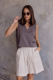 SIMBA V-Neck Taupe Brown