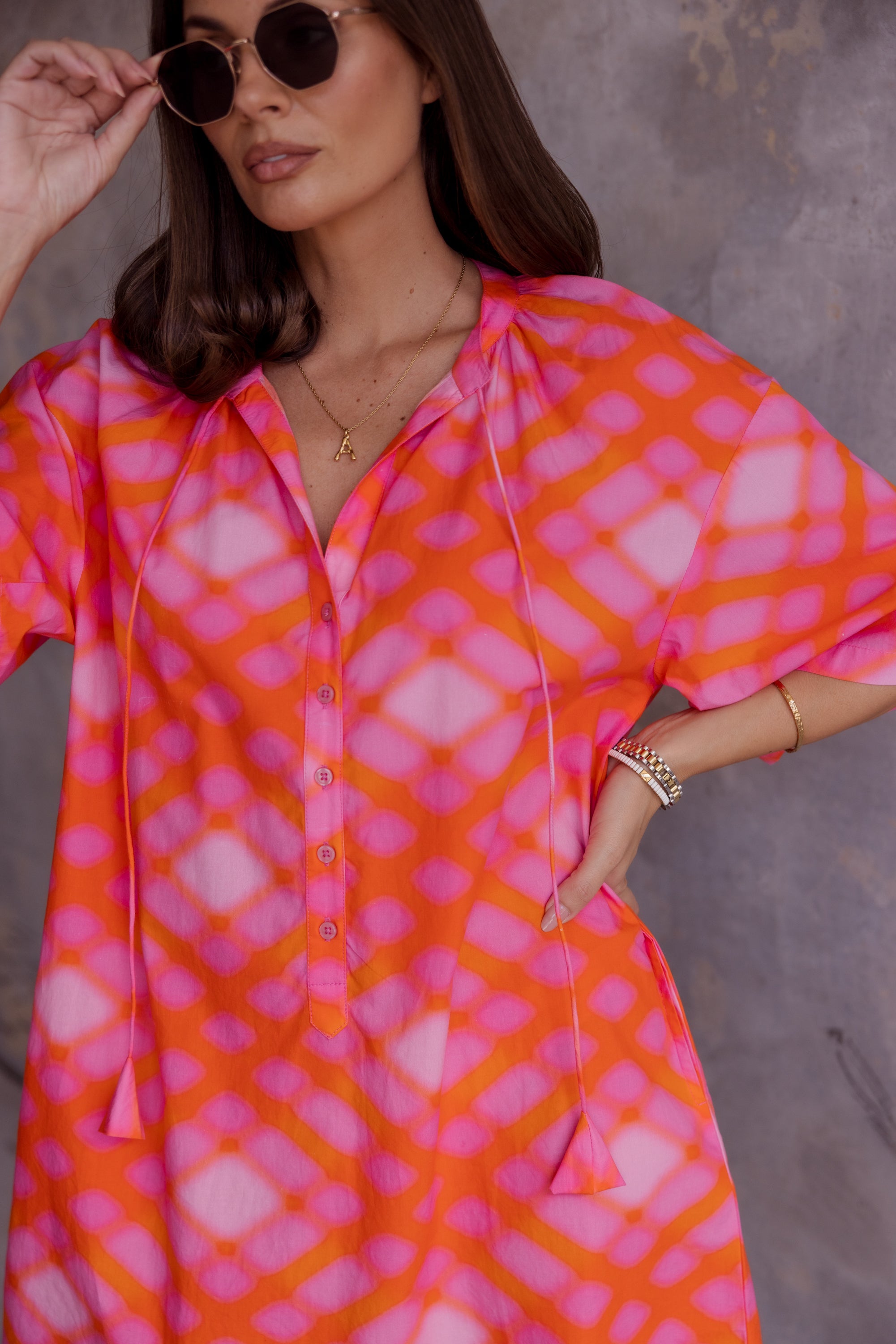 AURA Dress Pink Blur Print