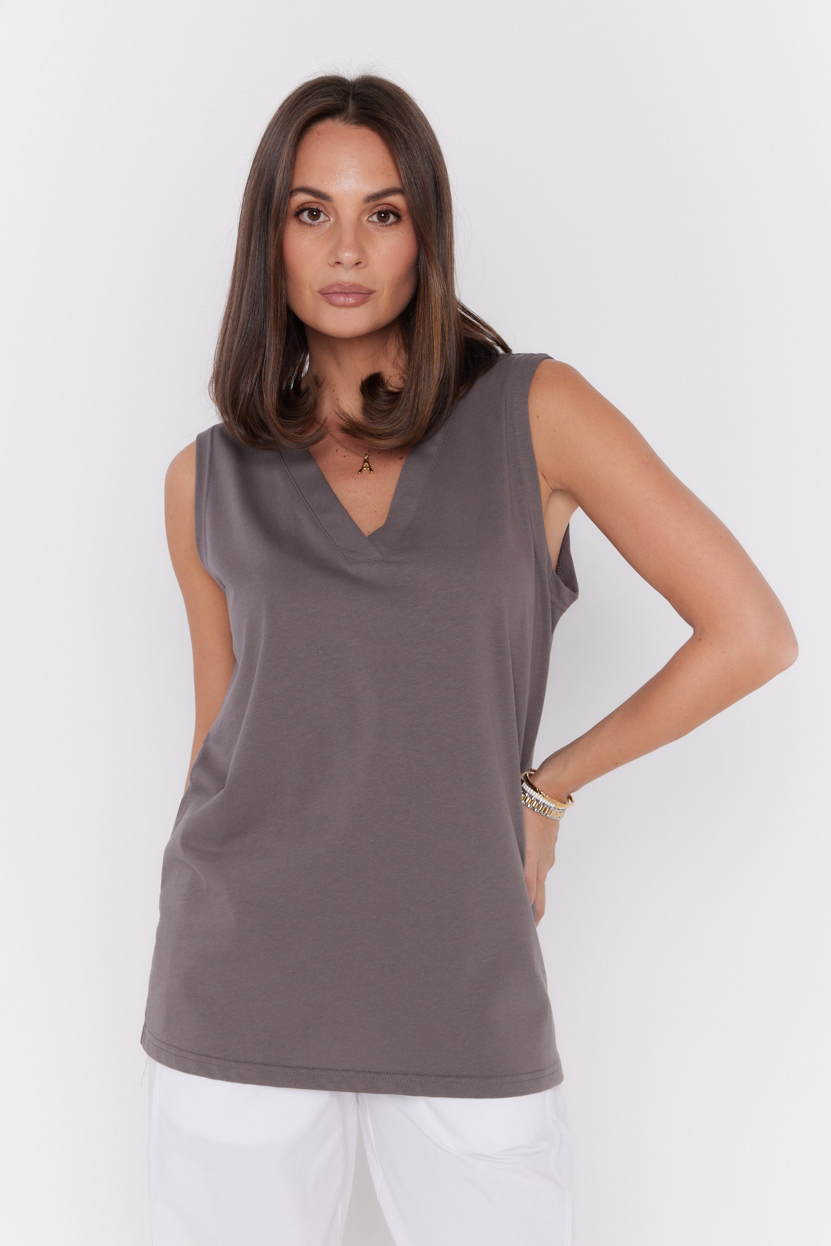SIMBA V-Neck Taupe Brown