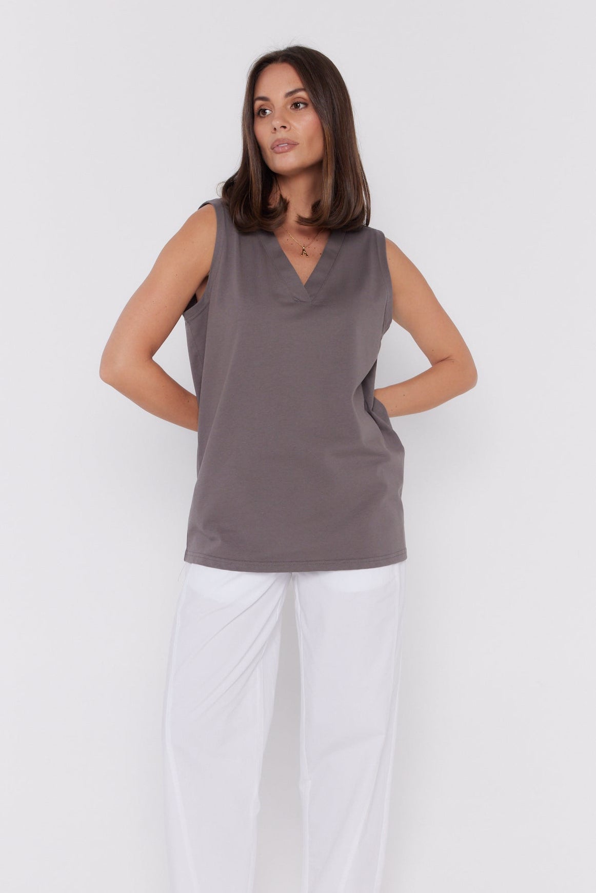 SIMBA V-Neck Taupe Brown