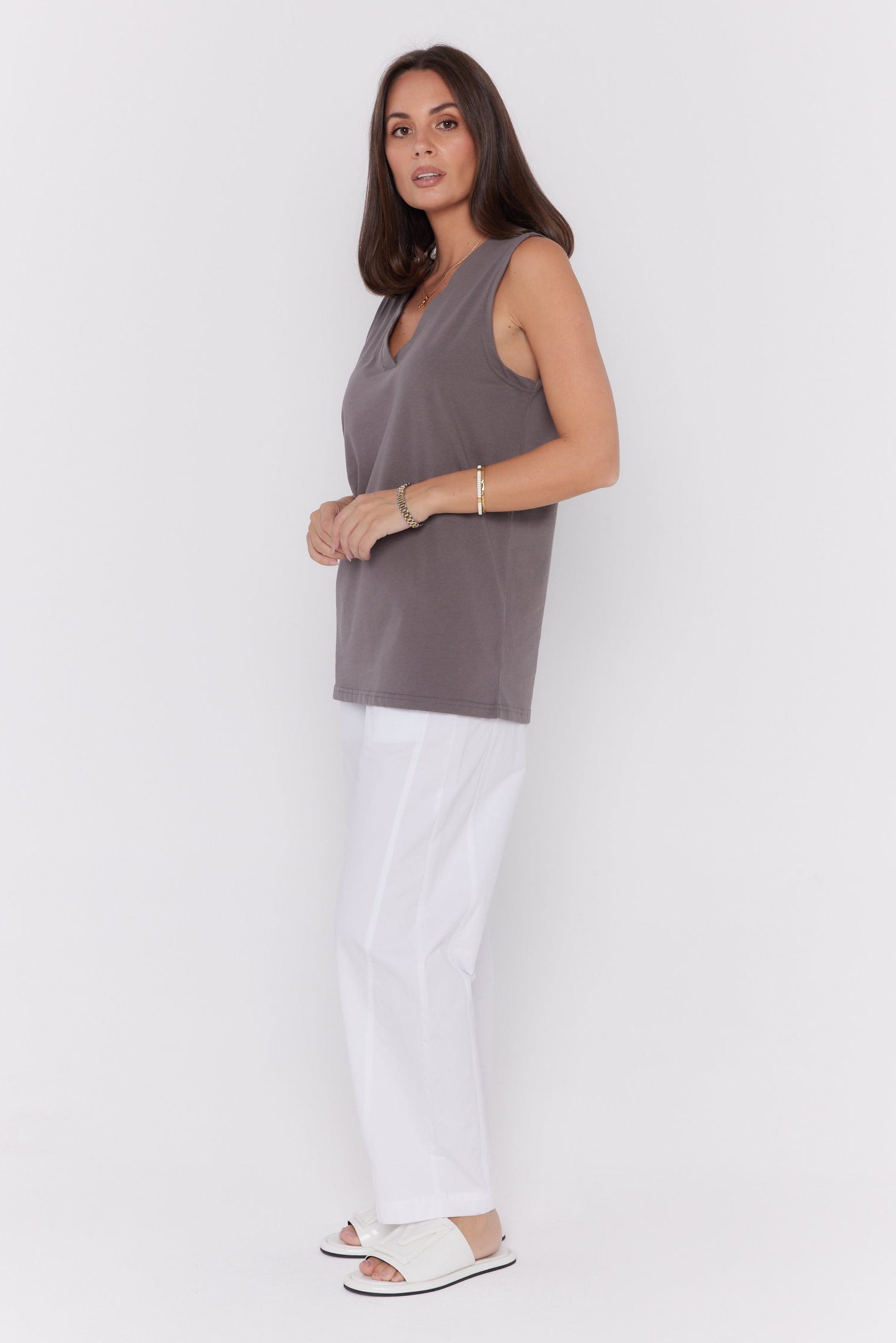 SIMBA V-Neck Taupe Brown