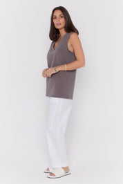 SIMBA V-Neck Taupe Brown