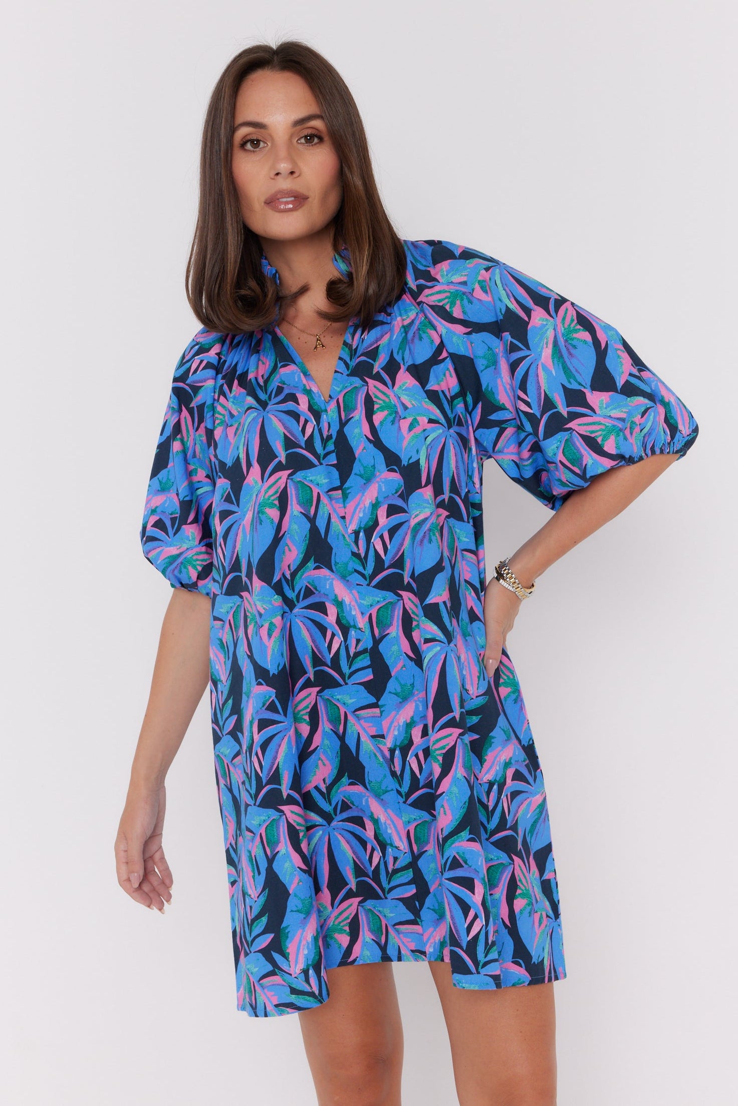 MALTA Dress Navy Floral Print
