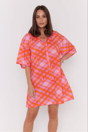 AURA Dress Pink Blur Print