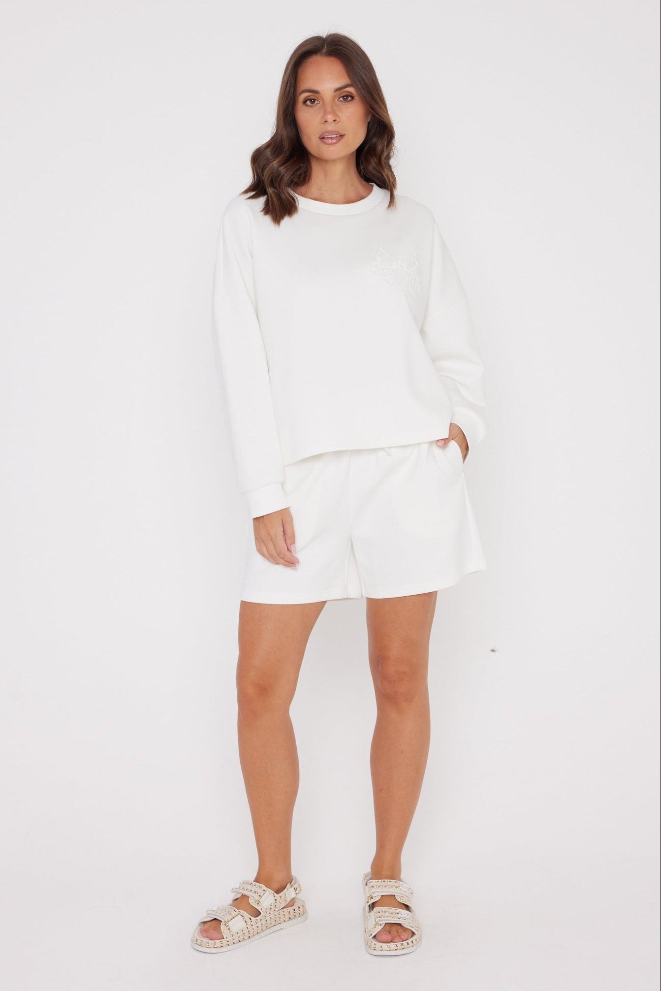 EMBY Long Sleeve Top White