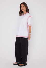 SPRAY T-Shirt White/Dusty Pink