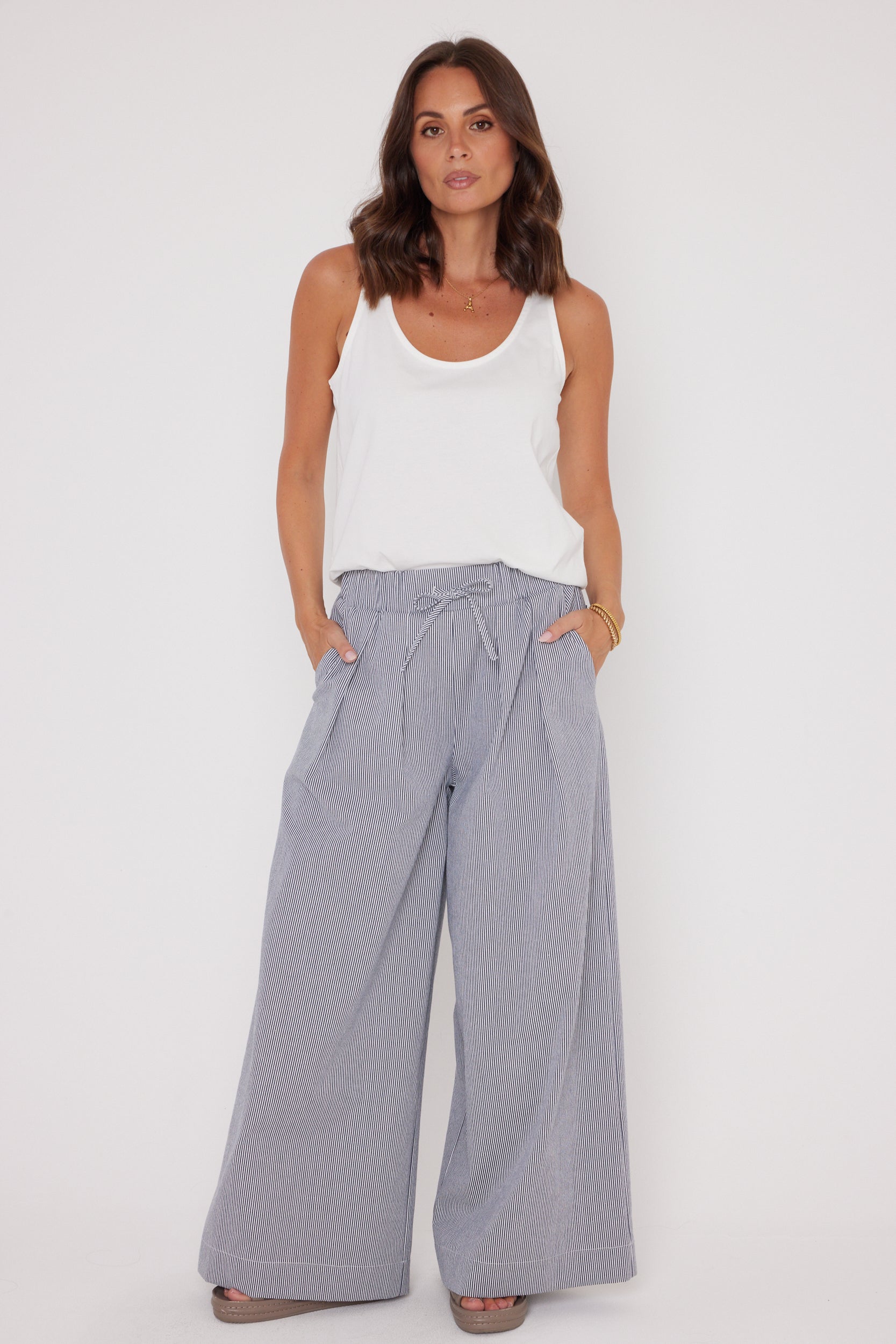 TERI Pants Navy Stripe