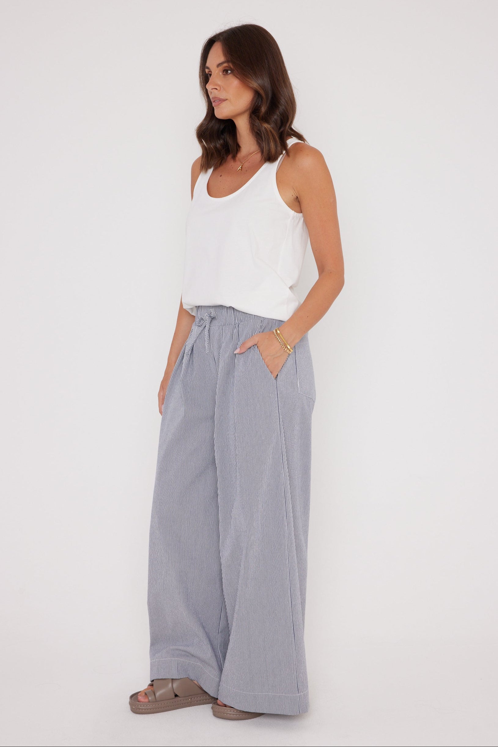 TERI Pants Navy Stripe