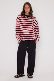 SABLE Long Sleeve Top Red Stripe