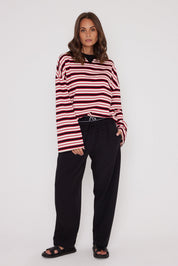 SABLE Long Sleeve Top Red Stripe