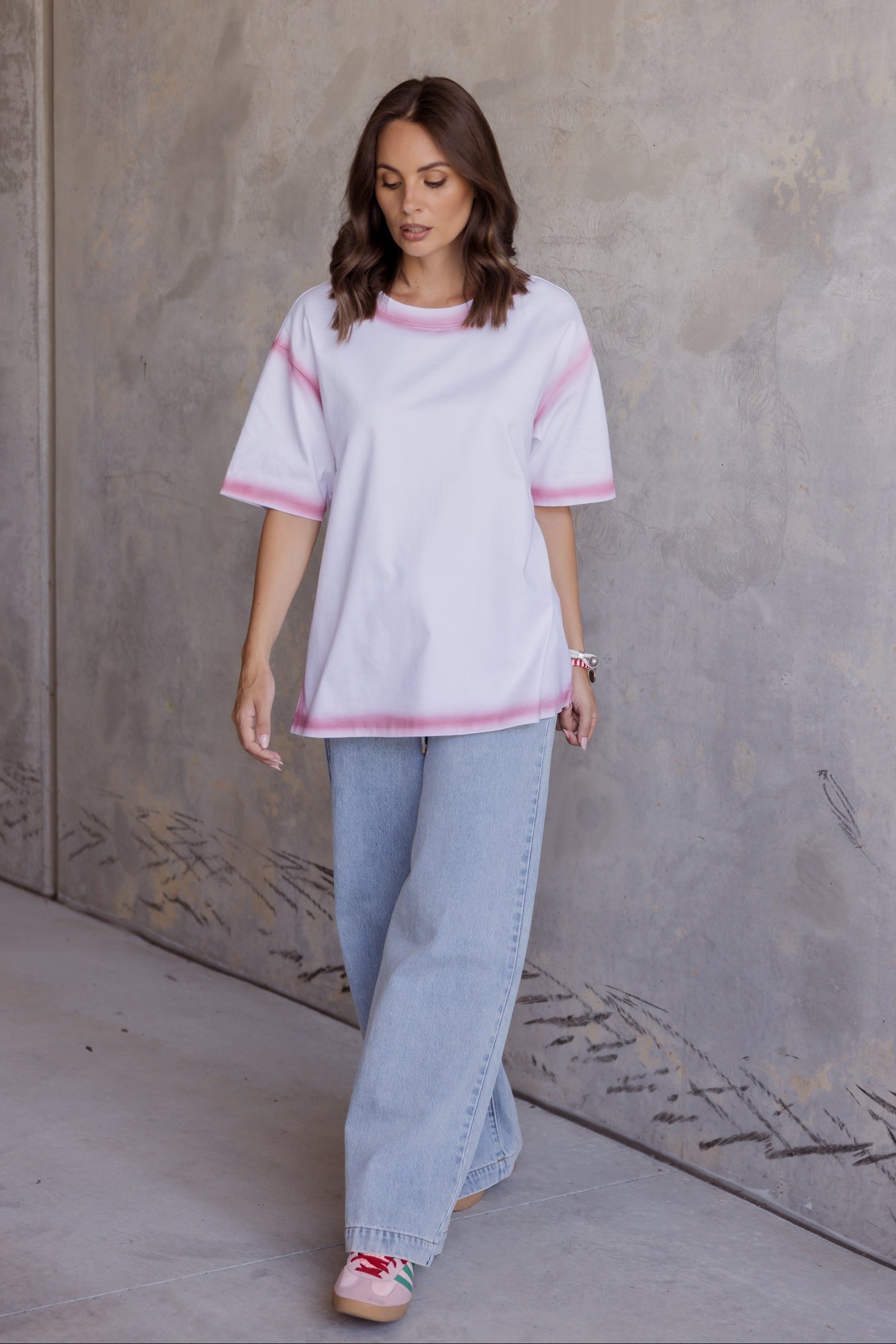 SPRAY T-Shirt White/Dusty Pink