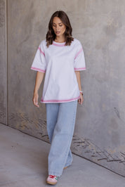 SPRAY T-Shirt White/Dusty Pink