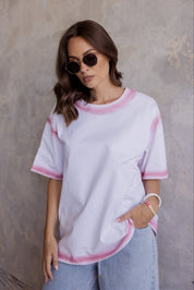 SPRAY T-Shirt White/Dusty Pink