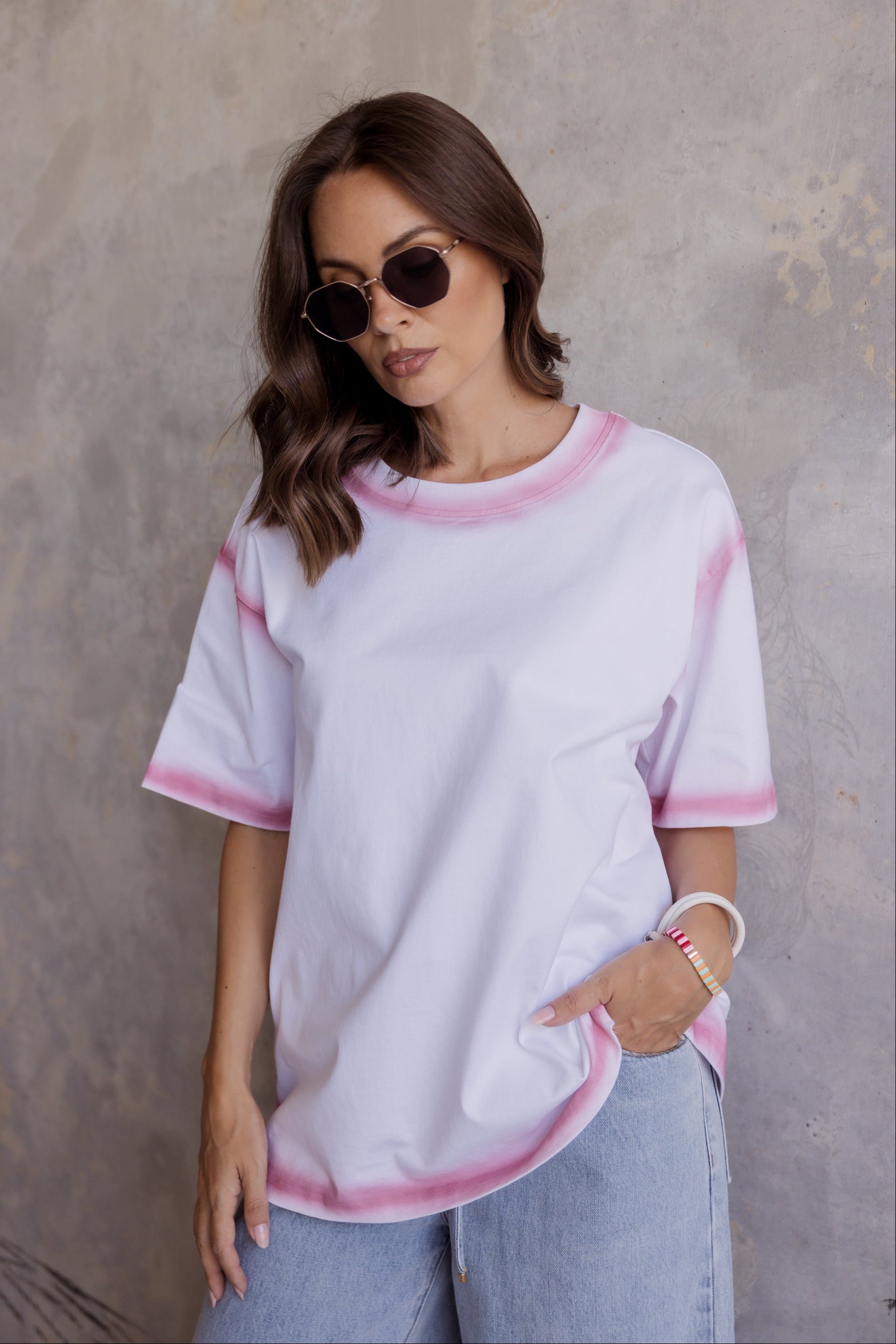 SPRAY T-Shirt White/Dusty Pink