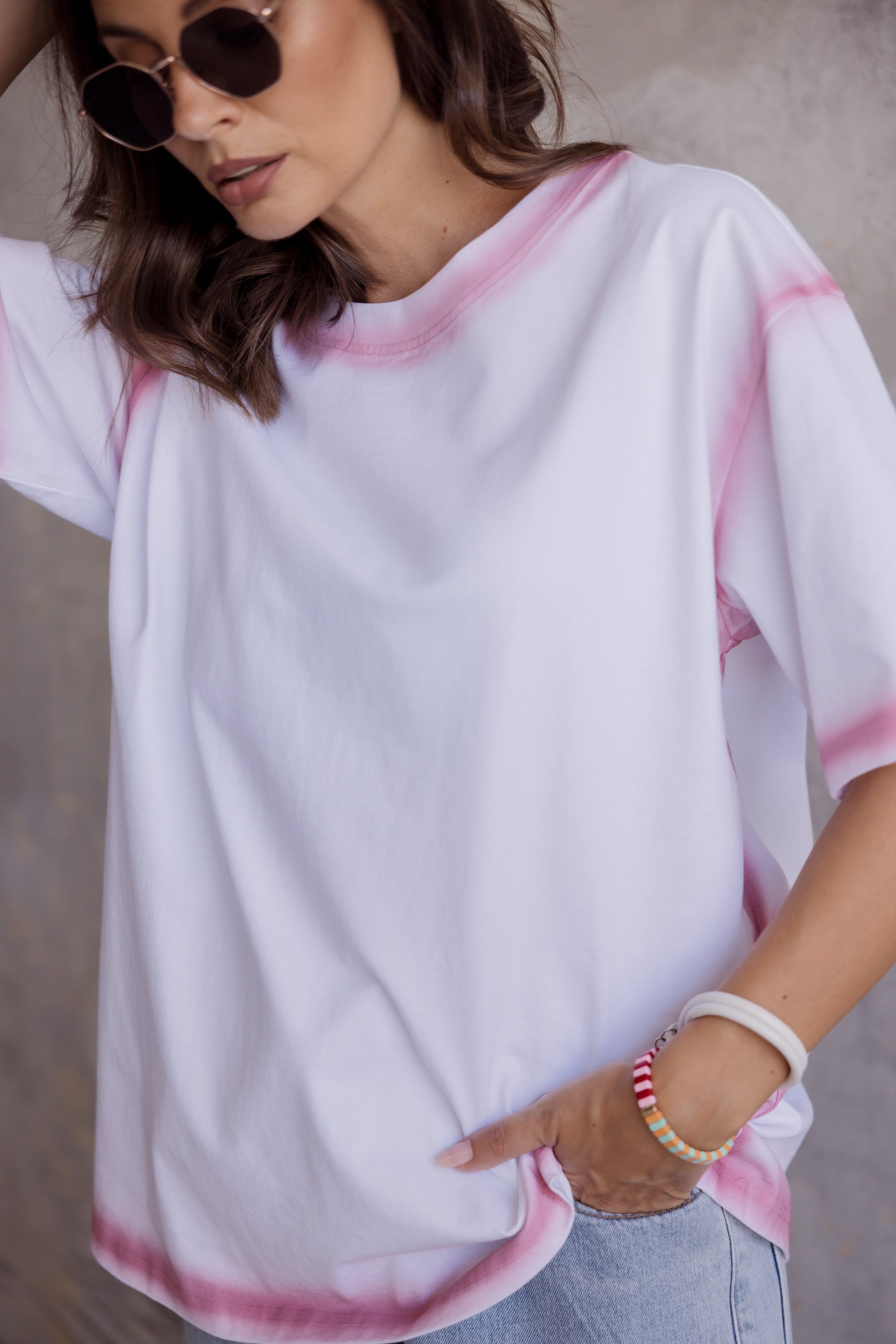 SPRAY T-Shirt White/Dusty Pink