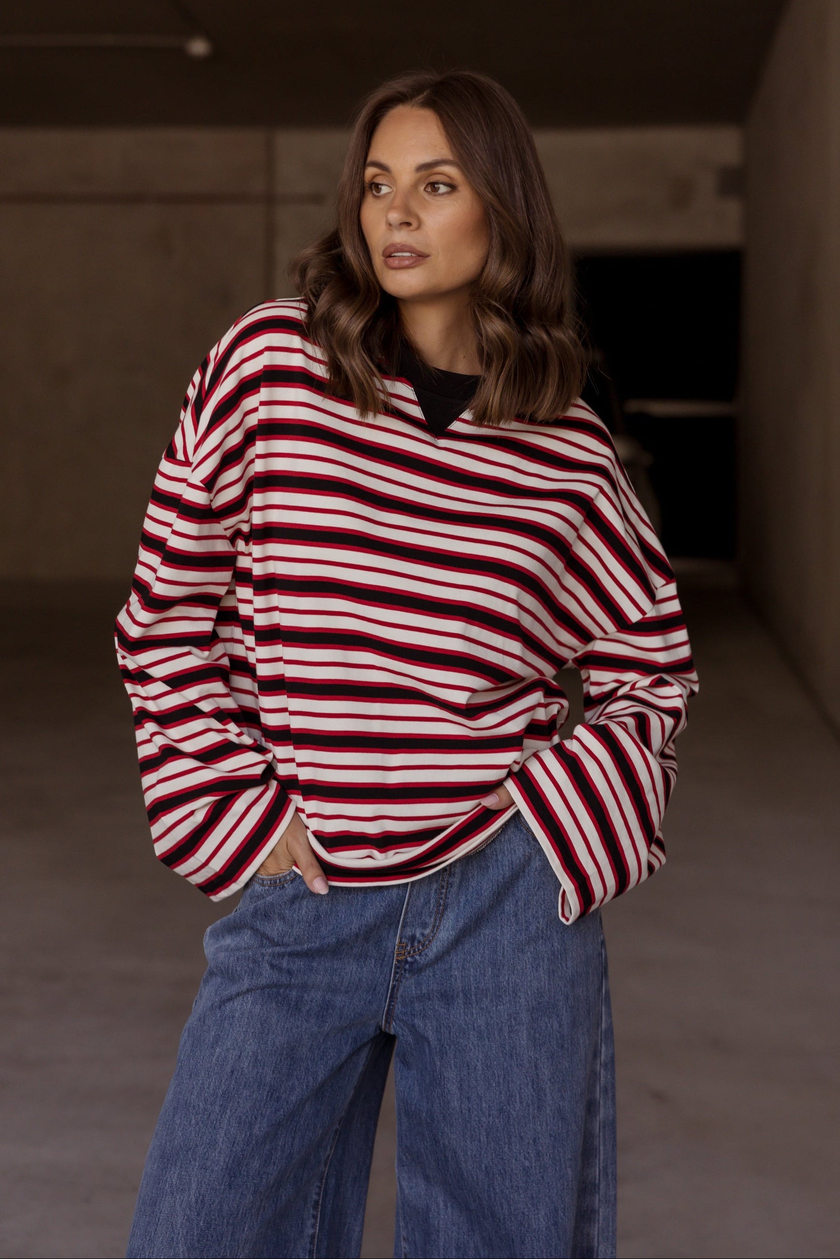 SABLE Long Sleeve Top Red Stripe