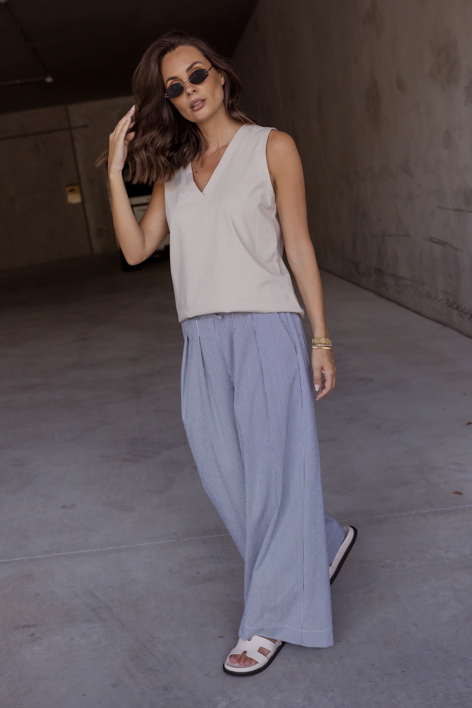 TERI Pants Navy Stripe