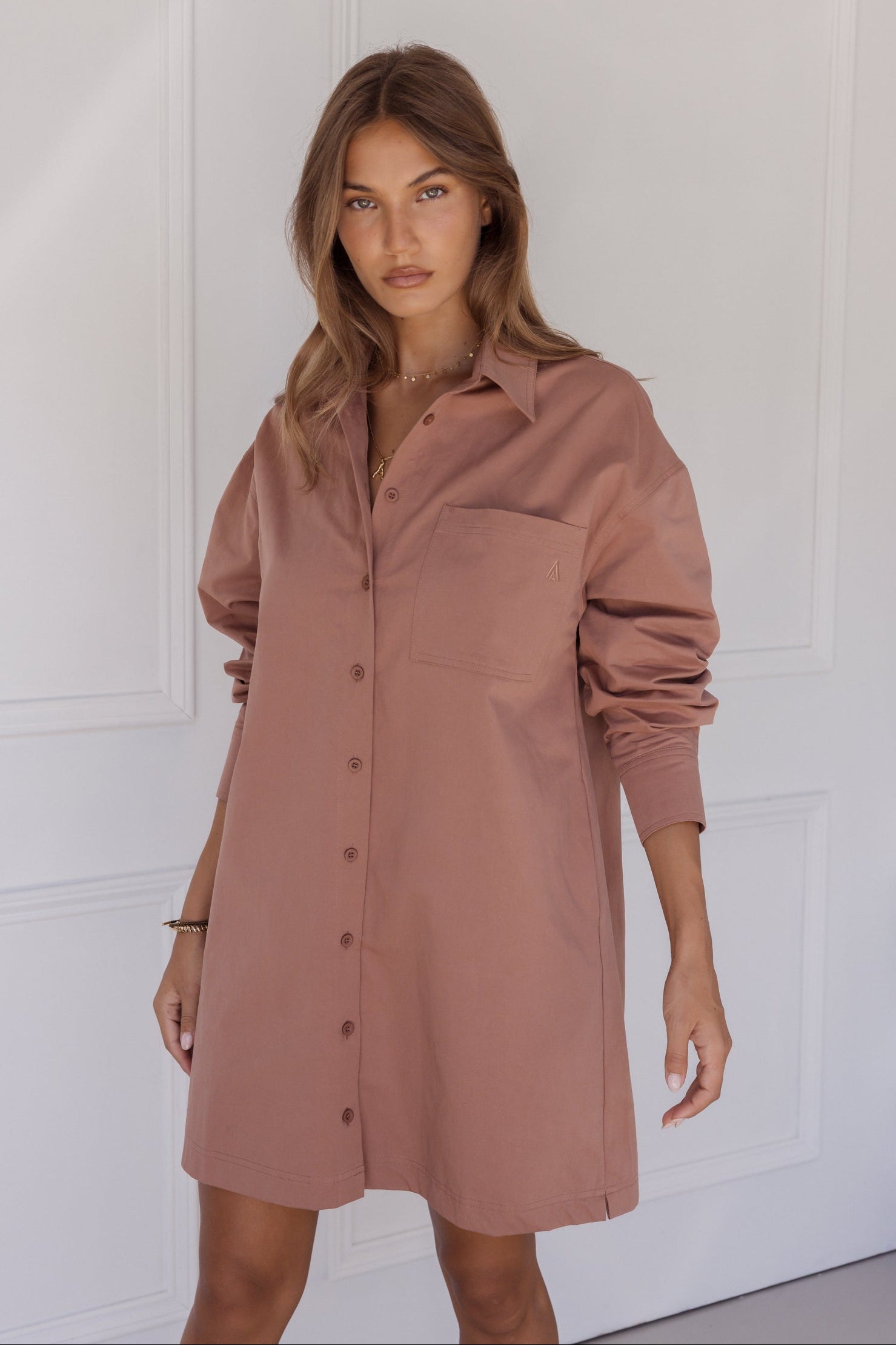 JETT Mini Dress Mahogany