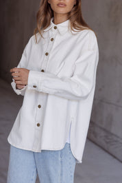 BASEN Shacket White Denim