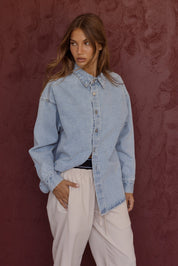 BASEN Shacket Light Blue Denim