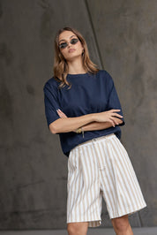 HARVEY Shorts Beige Stripe